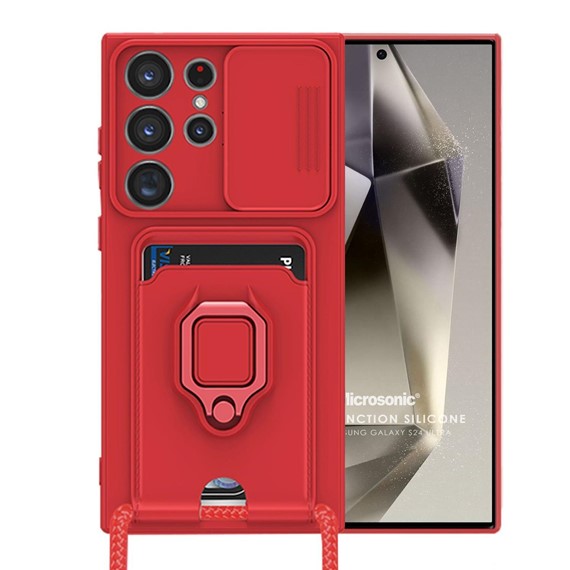 Microsonic Samsung Galaxy S24 Ultra Kılıf Multifunction Silicone Kırmızı 1