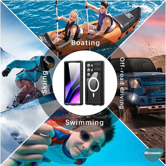 Microsonic Samsung Galaxy S24 Ultra Kılıf Waterproof 360 Full Body Protective Siyah 8