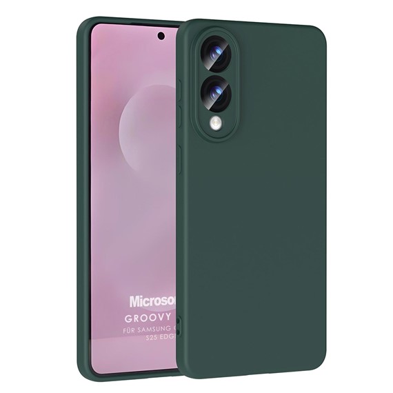 Microsonic Samsung Galaxy S25 Edge Kılıf Groovy Soft Koyu Yeşil 1