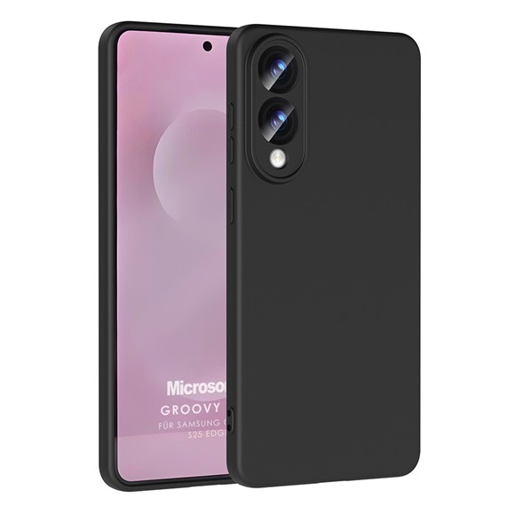 Microsonic Samsung Galaxy S25 Edge Kılıf Groovy Soft Siyah 1