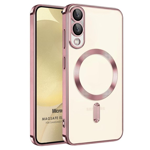 Microsonic Samsung Galaxy S25 Edge Kılıf MagSafe Luxury Electroplate Rose Gold 1