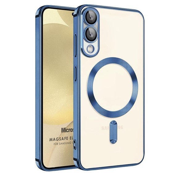 Microsonic Samsung Galaxy S25 Edge Kılıf MagSafe Luxury Electroplate Sierra Mavisi 1