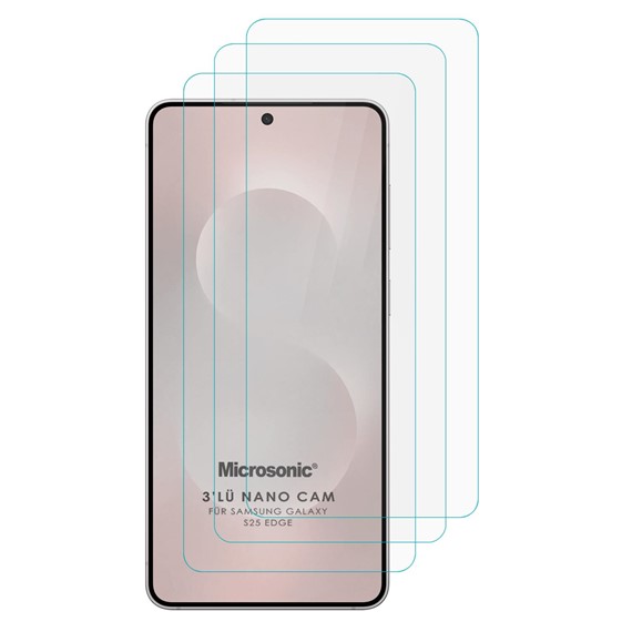 Microsonic Samsung Galaxy S25 Edge Screen Protector Nano Glass Cam Ekran Koruyucu 3 lü Paket 1