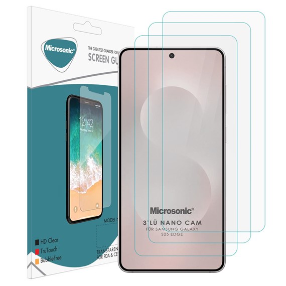 Microsonic Samsung Galaxy S25 Edge Screen Protector Nano Glass Cam Ekran Koruyucu 3 lü Paket 2