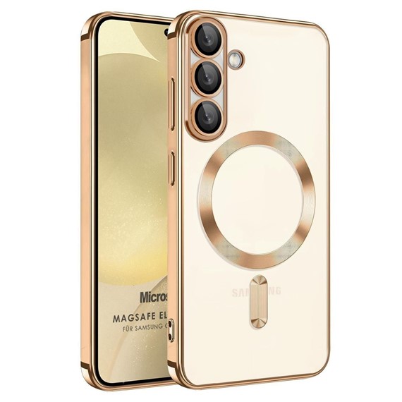 Microsonic Samsung Galaxy S25 Kılıf MagSafe Luxury Electroplate Gold 1