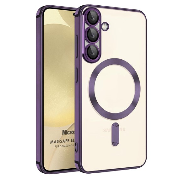 Microsonic Samsung Galaxy S25 Kılıf MagSafe Luxury Electroplate Mor 1