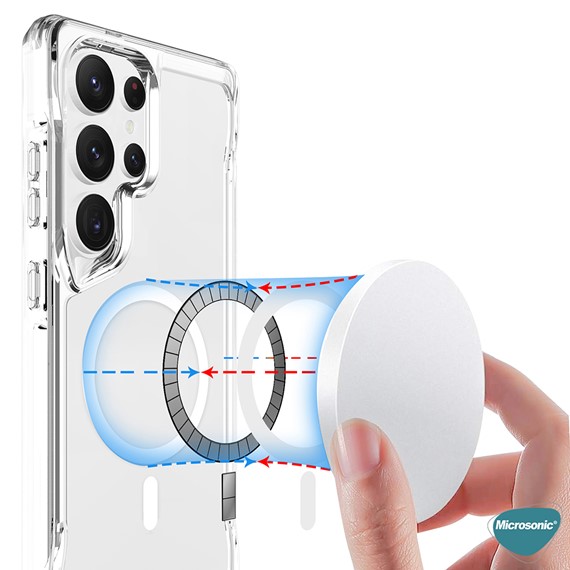 Microsonic Samsung Galaxy S25 Ultra Kılıf MagSafe Trex Bumper Şeffaf 3
