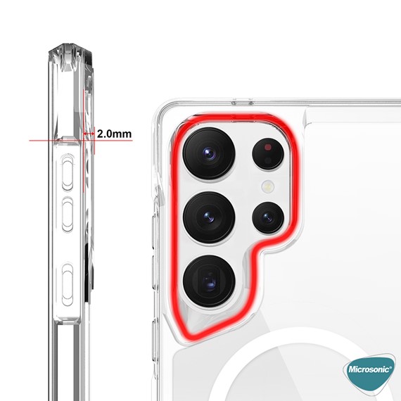 Microsonic Samsung Galaxy S25 Ultra Kılıf MagSafe Trex Bumper Şeffaf 7