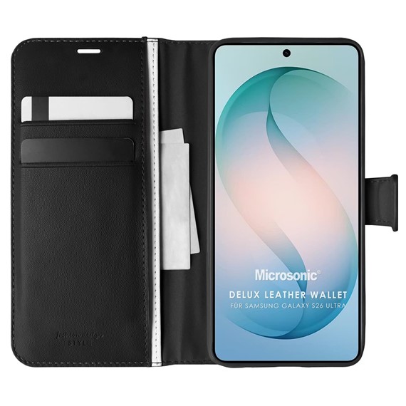Microsonic Samsung Galaxy S26 Ultra Kılıf Delux Leather Wallet Siyah 1