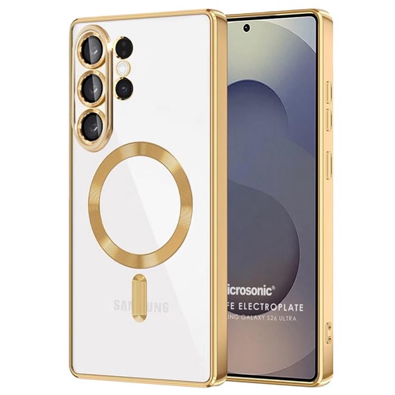 Microsonic Samsung Galaxy S26 Ultra Kılıf MagSafe Luxury Electroplate Gold 1