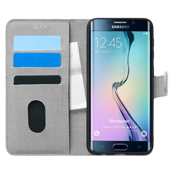 Microsonic Samsung Galaxy S6 Edge Kılıf Fabric Book Wallet Gri 1