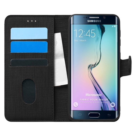 Microsonic Samsung Galaxy S6 Edge Kılıf Fabric Book Wallet Siyah 1