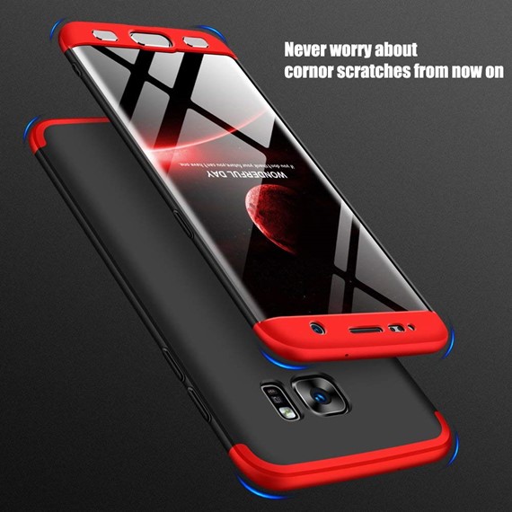 Microsonic Samsung Galaxy S7 Edge Kılıf Double Dip 360 Protective Siyah Kırmızı 5