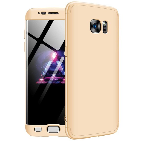 Microsonic Samsung Galaxy S7 Edge Kılıf Double Dip 360 Protective Gold 1