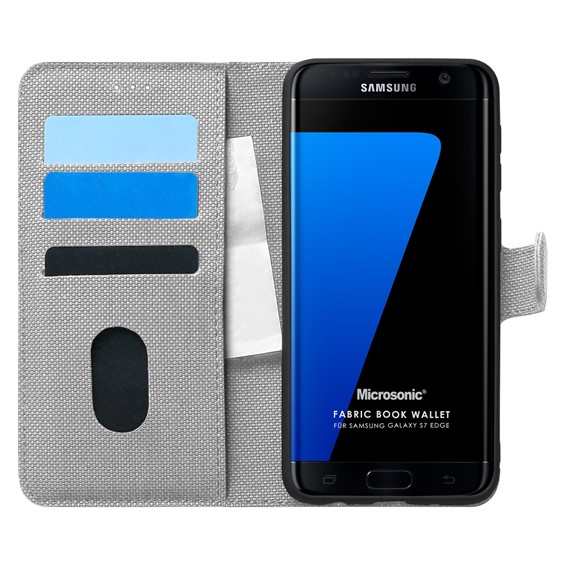 Microsonic Samsung Galaxy S7 Edge Kılıf Fabric Book Wallet Gri 1