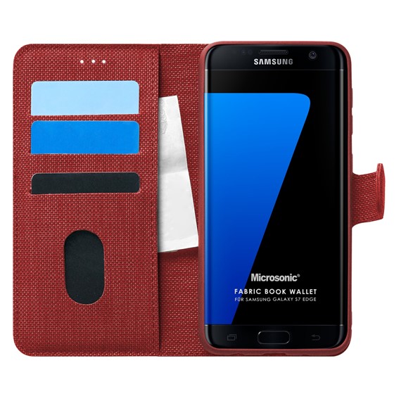 Microsonic Samsung Galaxy S7 Edge Kılıf Fabric Book Wallet Kırmızı 1