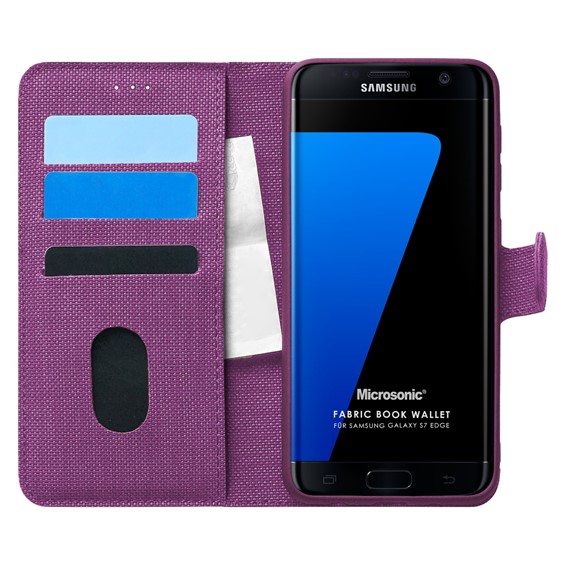 Microsonic Samsung Galaxy S7 Edge Kılıf Fabric Book Wallet Mor 1