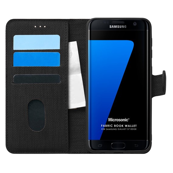 Microsonic Samsung Galaxy S7 Edge Kılıf Fabric Book Wallet Siyah 1
