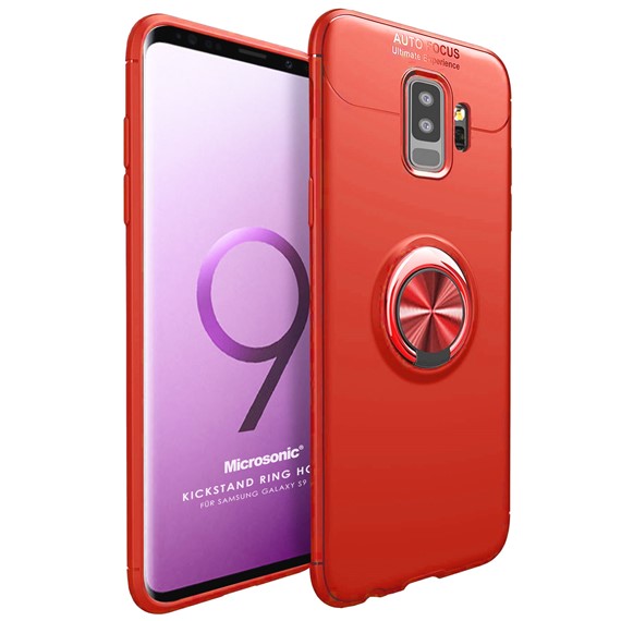 Microsonic Samsung Galaxy S9 Plus Kılıf Kickstand Ring Holder Kırmızı 1