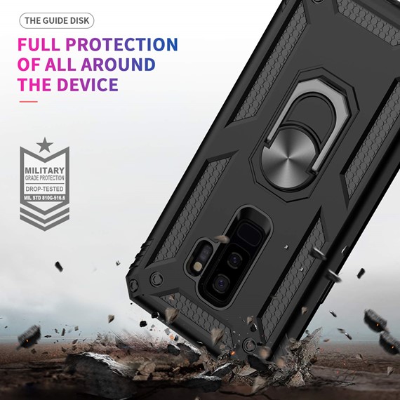 Microsonic Samsung Galaxy S9 Plus Kılıf Military Ring Holder Kırmızı 3