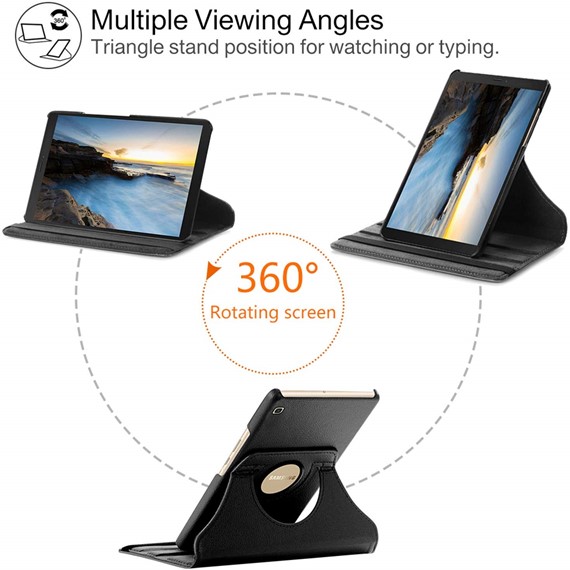 Microsonic Samsung Galaxy Tab A 8 2019 T290 Kılıf 360 Rotating Stand Deri Siyah 4