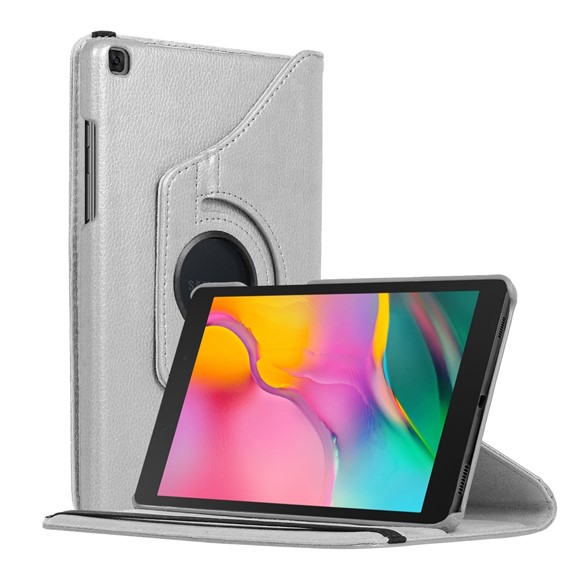 Microsonic Samsung Galaxy Tab A 8 2019 T290 Kılıf 360 Rotating Stand Deri Gümüş 1