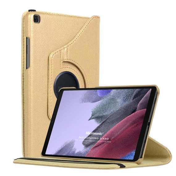 Microsonic Samsung Galaxy Tab A7 Lite T225 Kılıf 360 Rotating Stand Deri Gold 1