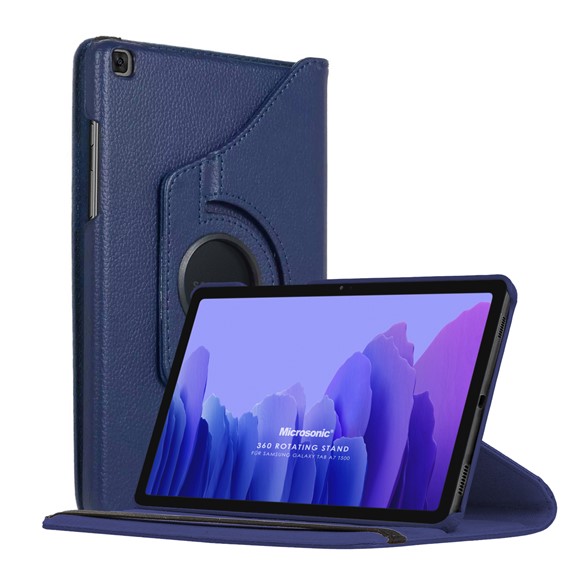 Microsonic Samsung Galaxy Tab A7 T500 Kılıf 360 Rotating Stand Deri Lacivert 1