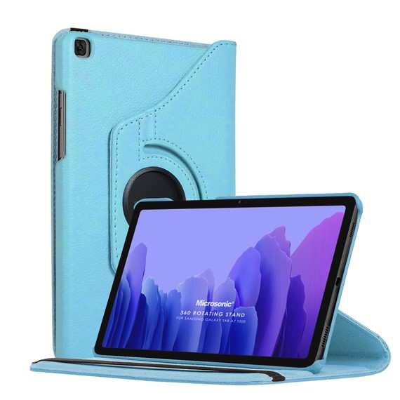 Microsonic Samsung Galaxy Tab A7 T500 Kılıf 360 Rotating Stand Deri Mavi 1