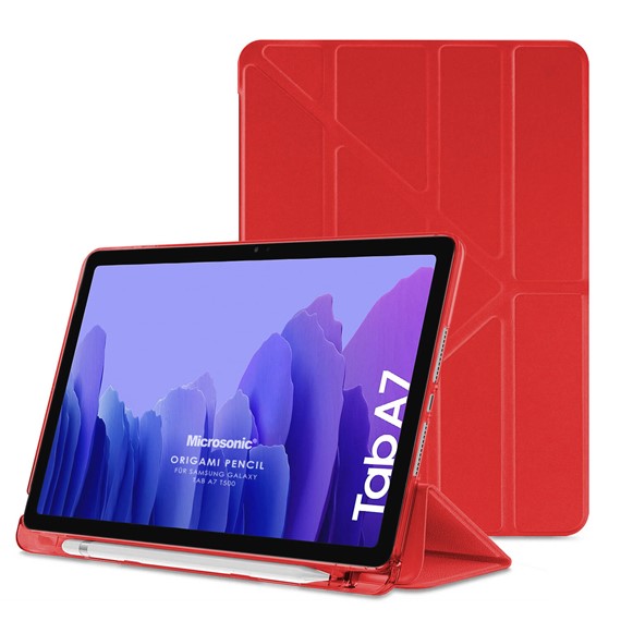 Microsonic Samsung Galaxy Tab A7 10 4 T500 Kılıf Origami Pencil Kırmızı 1