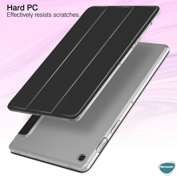 Microsonic Samsung Galaxy Tab A7 T500 Kılıf Slim Translucent Back Smart Cover Gümüş 4