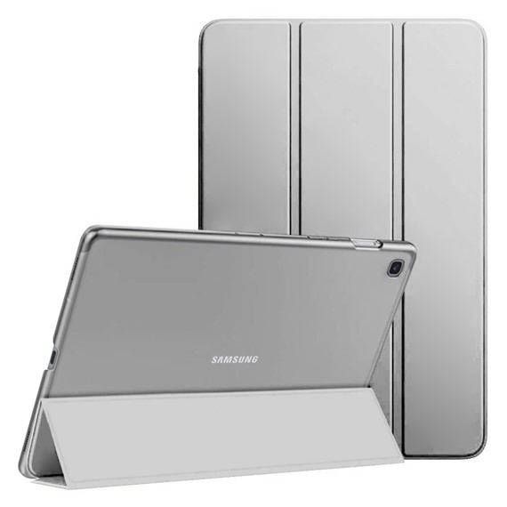 Microsonic Samsung Galaxy Tab A7 T500 Kılıf Slim Translucent Back Smart Cover Gümüş 1