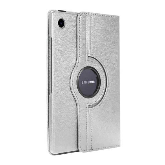 Microsonic Samsung Galaxy Tab A8 X200 Kılıf 360 Rotating Stand Deri Gümüş 2