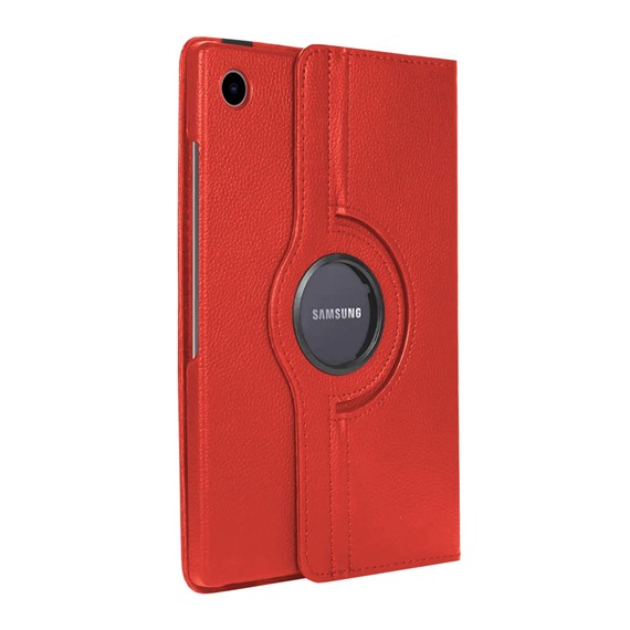 Microsonic Samsung Galaxy Tab A8 X200 Kılıf 360 Rotating Stand Deri Kırmızı 2