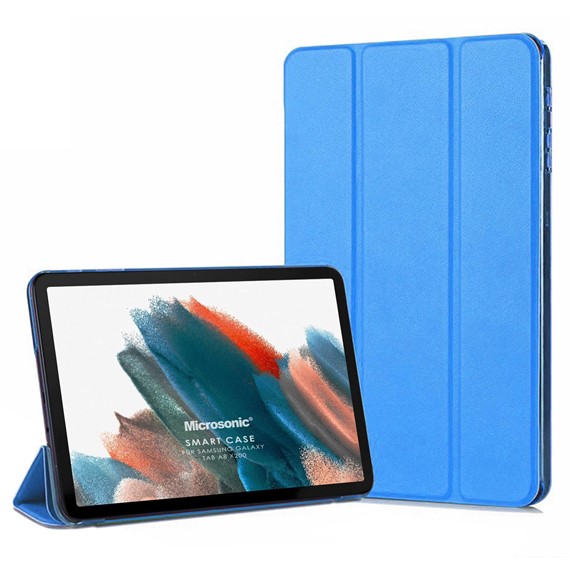 Microsonic Samsung Galaxy Tab A8 X200 Kılıf Slim Translucent Back Smart Cover Mavi 1
