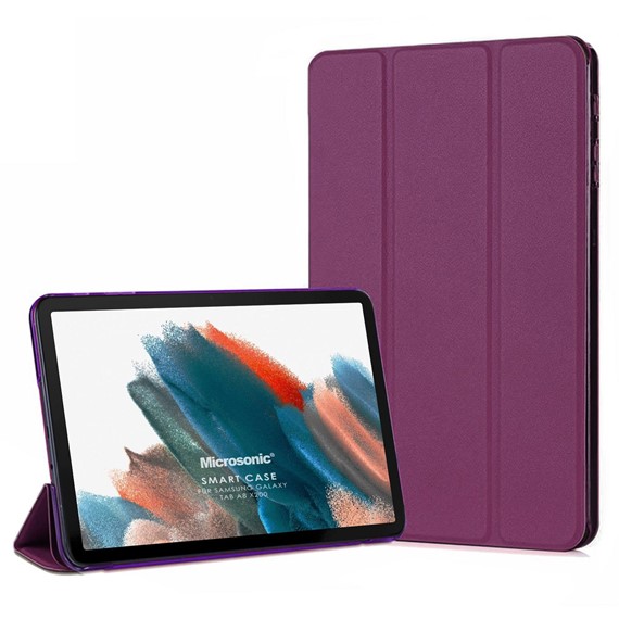 Microsonic Samsung Galaxy Tab A8 X200 Kılıf Slim Translucent Back Smart Cover Mor 1