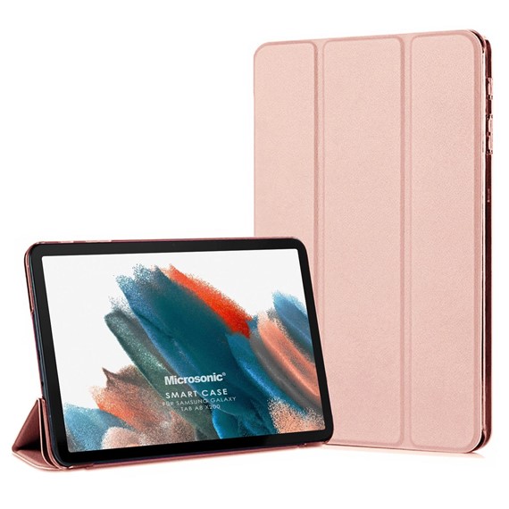 Microsonic Samsung Galaxy Tab A8 X200 Kılıf Slim Translucent Back Smart Cover Rose Gold 1