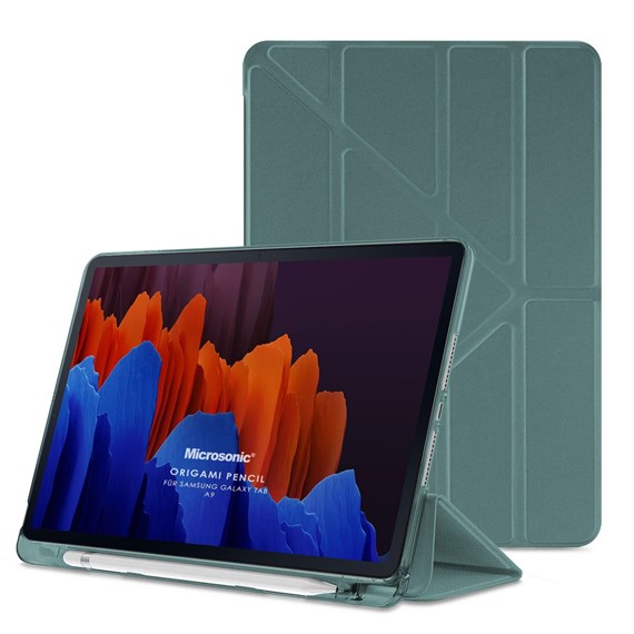 Microsonic Samsung Galaxy Tab A9 Kılıf Origami Pencil Koyu Yeşil 1