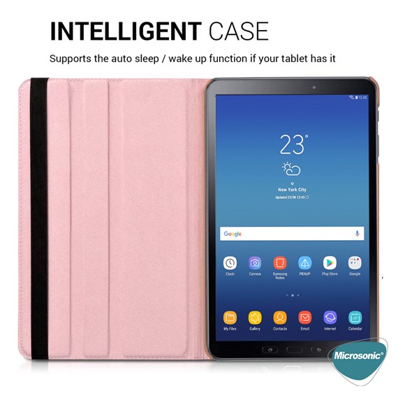 Microsonic Samsung Galaxy Tab Active2 T390 Kılıf 360 Rotating Stand Deri Rose Gold 6