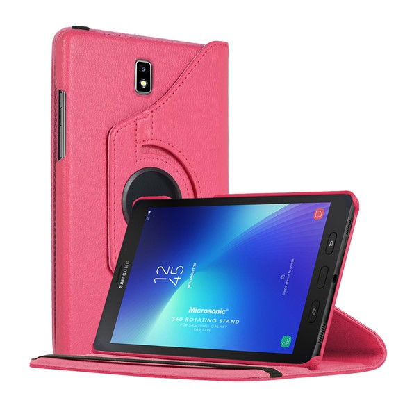 Microsonic Samsung Galaxy Tab Active2 T390 Kılıf 360 Rotating Stand Deri Pembe 1