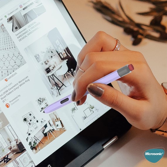 Microsonic Samsung Galaxy Tab S Pen Kılıf Retro Style Mat Silikon Lila 4