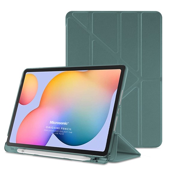 Microsonic Samsung Galaxy Tab S6 Lite 10 4 P610 Kılıf Origami Pencil Koyu Yeşil 1