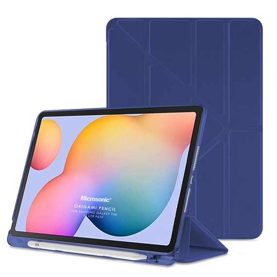 Microsonic Samsung Galaxy Tab S6 Lite 10 4 P610 Kılıf Origami Pencil Lacivert 1