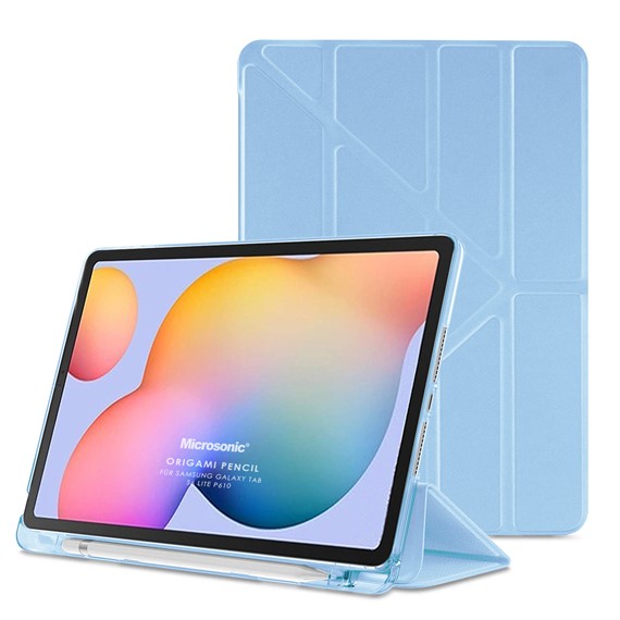 Microsonic Samsung Galaxy Tab S6 Lite 10 4 P610 Kılıf Origami Pencil Mavi 1