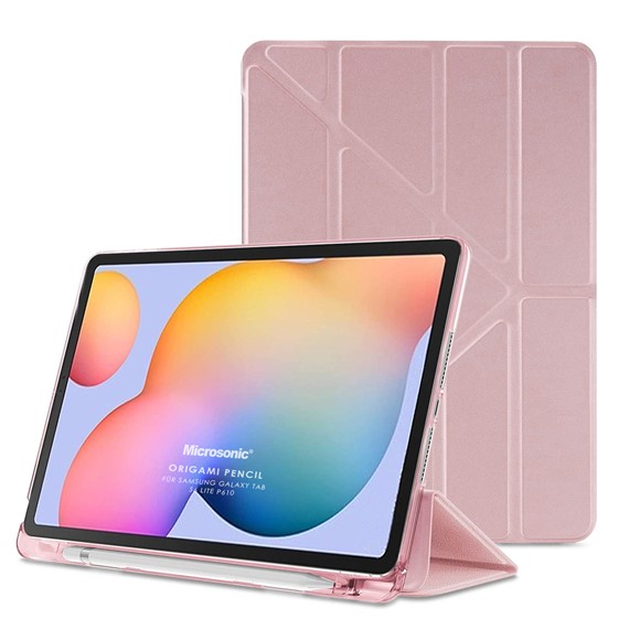 Microsonic Samsung Galaxy Tab S6 Lite 10 4 P610 Kılıf Origami Pencil Rose Gold 1