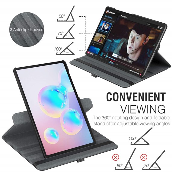 Microsonic Samsung Galaxy Tab S6 10 6 T860 Kılıf 360 Rotating Stand Deri Gümüş 4