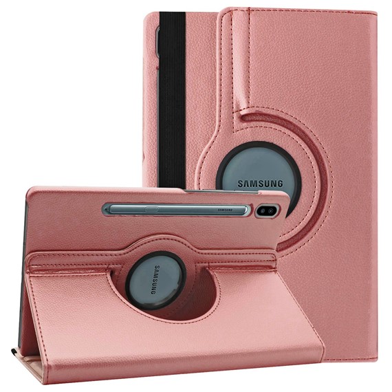 Microsonic Samsung Galaxy Tab S8 Ultra X900 Kılıf 360 Rotating Stand Deri Rose Gold 1