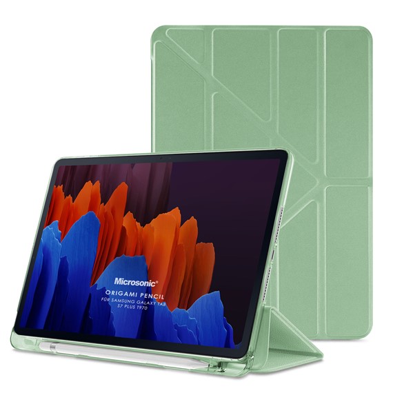 Microsonic Samsung Galaxy Tab S9 Ultra X910 Kılıf Origami Pencil Açık Yeşil 1