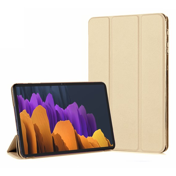 Microsonic Samsung Galaxy Tab S7 Plus T970 Kılıf Slim Translucent Back Smart Cover Gold 1