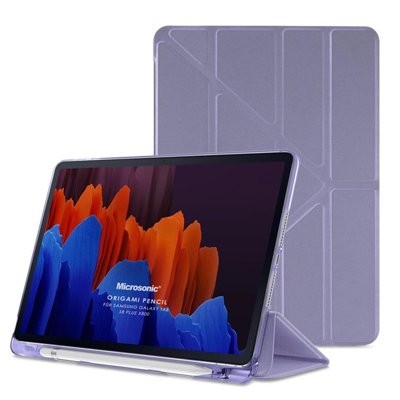 Microsonic Samsung Galaxy Tab S8 Plus X800 Kılıf Origami Pencil Lila 1